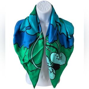 Echo Silk Scarf with Floral Design Grand Coquelicot Poppy